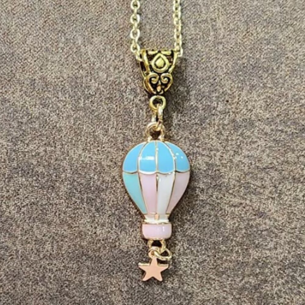 Gold Enamel Hot Air Balloon Necklace